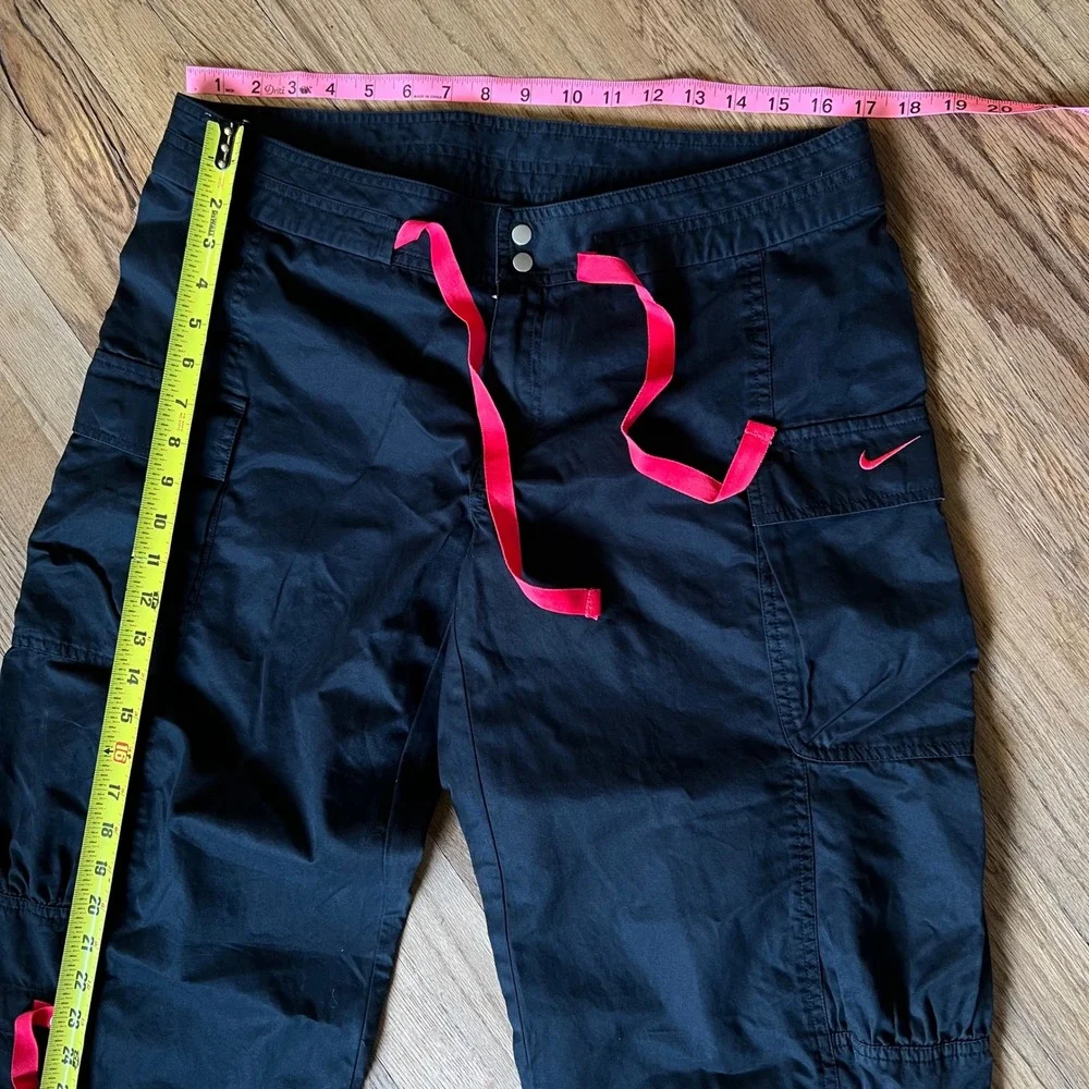Nike Vintage Cargo Pants Black Pink Ribbon Y2K Wide Leg Utility Trousers Large